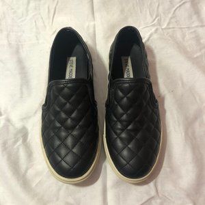 Kids Steve Madden Black and White Quilted Slip-Ons
